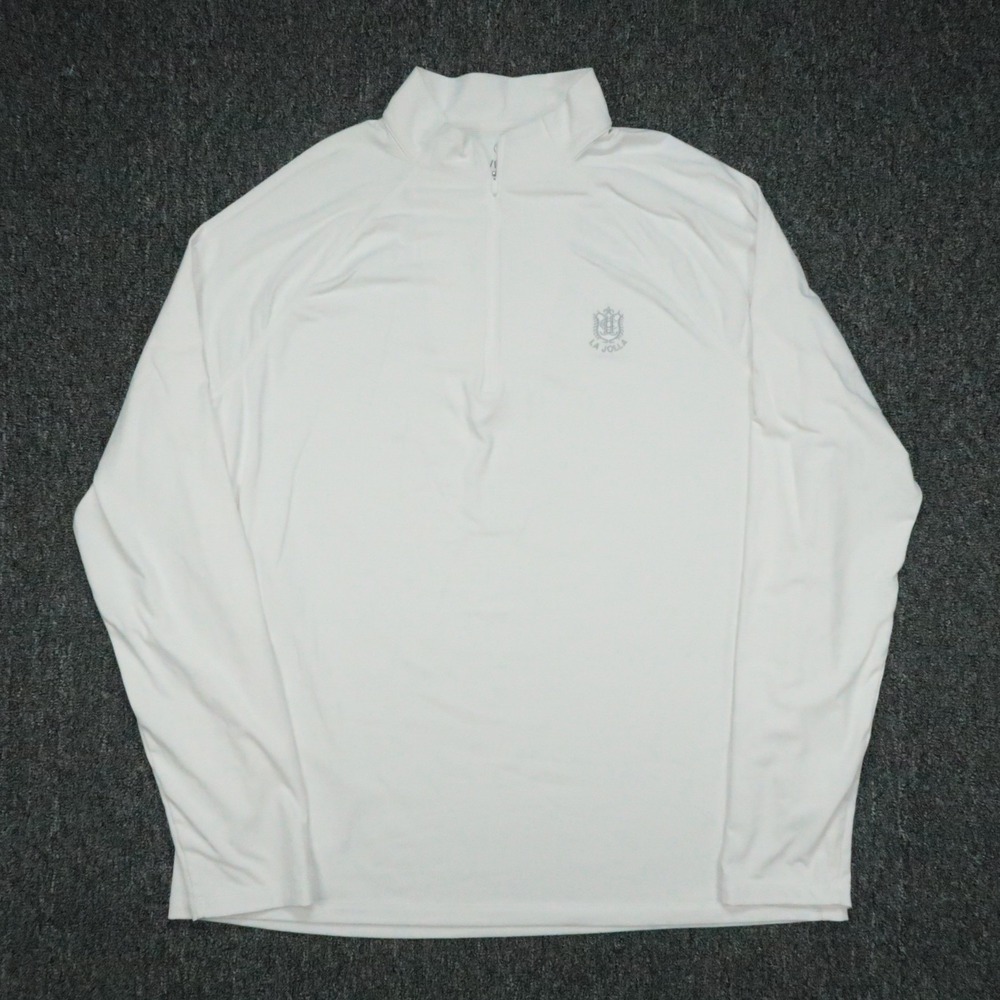 G FORE Pullover Mens Large White Performancde 1/4 Zip Golf La Jolla Country Club
